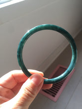 Load image into Gallery viewer, 61.4mm Certified Type A 100% Natura dark blue/green/gray/black Guatemala slim round cut Jadeite bangle PJ105
