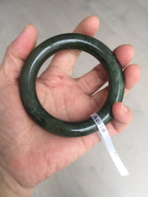 Load image into Gallery viewer, 55mm 100% Natural dark green(碧玉) black round cut nephrite Jade bangle HE104-0127
