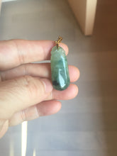 Load image into Gallery viewer, 100% Natural type A icy watery dark green/black Jadeite Jade blessed melon pendant PC124-2
