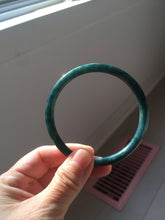 Load image into Gallery viewer, 61.4mm Certified Type A 100% Natura dark blue/green/gray/black Guatemala slim round cut Jadeite bangle PJ105
