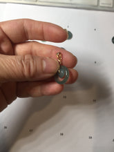 Load image into Gallery viewer, 12.5–14.5mm Type A 100% Natural Icy Watery Light Green Dark Green Gray Guaremala Jadeite Jade Concentric Ring Safety Guardian Donut Mom and Daughter Pendant 子母扣 BH122

