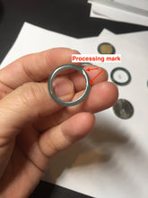 Load image into Gallery viewer, 17.1mm 6 3/4 100% natural type A icy watery green/blue icy watery Guatemala jadeite jade band ring group BP80
