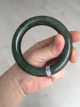 Load image into Gallery viewer, 55mm 100% Natural dark green(碧玉) black round cut nephrite Jade bangle HE104-0127
