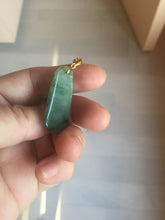Load image into Gallery viewer, 100% Natural type A icy watery dark green/black Jadeite Jade blessed melon pendant PC124-2
