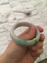 Load image into Gallery viewer, 50mm 100% natural Type A sunny green/purple oval  jadeite jade bangle E51-1084
