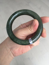 Load image into Gallery viewer, 55mm 100% Natural dark green(碧玉) black round cut nephrite Jade bangle HE104-0127
