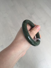 Load image into Gallery viewer, 55mm 100% Natural dark green(碧玉) black round cut nephrite Jade bangle HE104-0127
