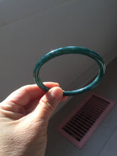 Load image into Gallery viewer, 61.4mm Certified Type A 100% Natura dark blue/green/gray/black Guatemala slim round cut Jadeite bangle PJ105
