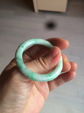 Load image into Gallery viewer, 35-38mm Type A 100% Natural sunny green/white Jadeite Jade kids bangle /scarf button group BF100
