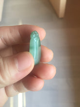 Load image into Gallery viewer, 100% Natural type A icy watery dark green/black/gary with green flying flowers Jadeite Jade belssed melon pendant PC124-3
