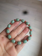 Load image into Gallery viewer, 9.2x8.1mm 100% natural type A green jadeite jade olive shape(LU LU TONG) beads bracelet AZ23
