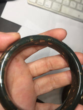 Load image into Gallery viewer, 60.4mm 100% Natural Dark Green Black Meteorite Night Sky Golden Blossom Fireworks Nephrite Bangle HN162-5905
