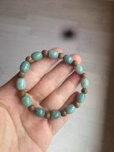 Load image into Gallery viewer, 9.2x8.1mm 100% natural type A green jadeite jade olive shape(LU LU TONG) beads bracelet AZ23
