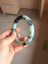 Load image into Gallery viewer, 58.8mm certified 100% natural type A dark green white with green floating flowers jadeite bangle PH77-5859
