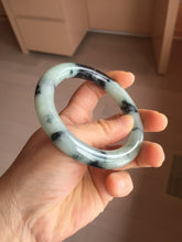 Load image into Gallery viewer, 58.8mm certified 100% natural type A dark green white with green floating flowers jadeite bangle PH77-5859
