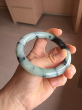 Load image into Gallery viewer, 58.8mm certified 100% natural type A dark green white with green floating flowers jadeite bangle PH77-5859
