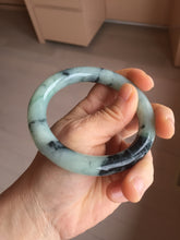 Load image into Gallery viewer, 58.8mm certified 100% natural type A dark green white with green floating flowers jadeite bangle PH77-5859
