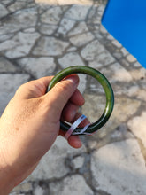 Load image into Gallery viewer, 60.5mm certified 100% Natural dark green/black round cut nephrite Jade(碧玉)  bangle HN13-1575
