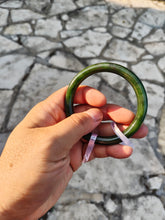 Load image into Gallery viewer, 60.5mm certified 100% Natural dark green/black round cut nephrite Jade(碧玉)  bangle HN13-1575
