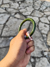 Load image into Gallery viewer, 60.5mm certified 100% Natural dark green/black round cut nephrite Jade(碧玉)  bangle HN13-1575

