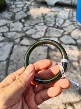 Load image into Gallery viewer, 60.2mm certified 100% Natural dark green/black round cut nephrite Jade(碧玉)  bangle HN14-0140
