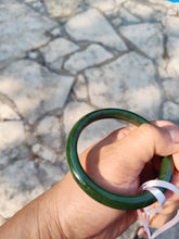 Load image into Gallery viewer, 60.8mm certified 100% Natural dark green/black nephrite Jade(碧玉)  bangle HN15-1586
