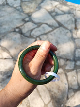 Load image into Gallery viewer, 60.8mm certified 100% Natural dark green/black nephrite Jade(碧玉)  bangle HN15-1586
