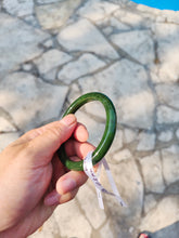 Load image into Gallery viewer, 60.8mm certified 100% Natural dark green/black nephrite Jade(碧玉)  bangle HN15-1586
