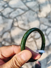Load image into Gallery viewer, 60.8mm certified 100% Natural dark green/black nephrite Jade(碧玉)  bangle HN15-1586

