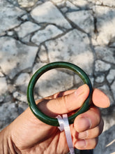 Load image into Gallery viewer, 60.8mm certified 100% Natural dark green/black nephrite Jade(碧玉)  bangle HN15-1586
