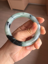 Load image into Gallery viewer, 58.8mm certified 100% natural type A dark green white with green floating flowers jadeite bangle PH77-5859
