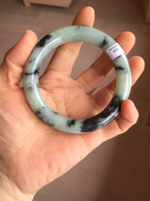 Load image into Gallery viewer, 58.8mm certified 100% natural type A dark green white with green floating flowers jadeite bangle PH77-5859
