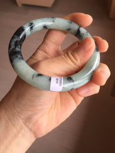 Load image into Gallery viewer, 58.8mm certified 100% natural type A dark green white with green floating flowers jadeite bangle PH77-5859
