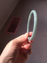 Load image into Gallery viewer, 63mm Certified Type A 100% Natural Light Blue Green Gray Ru Kiln Sky Celadon Blue (汝窑天青蓝) Guatemala Jadeite Jade Slim Round Bangle AZ167-8632
