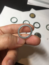 Load image into Gallery viewer, 17.1mm 6 3/4 100% natural type A icy watery green/blue icy watery Guatemala jadeite jade band ring group BP80
