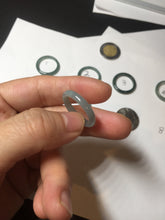 Load image into Gallery viewer, 17.1mm 6 3/4 100% natural type A icy watery green/blue icy watery Guatemala jadeite jade band ring group BP80
