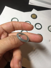 Load image into Gallery viewer, 17.1mm 6 3/4 100% natural type A icy watery green/blue icy watery Guatemala jadeite jade band ring group BP80

