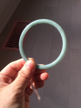 Load image into Gallery viewer, 63mm Certified Type A 100% Natural Light Blue Green Gray Ru Kiln Sky Celadon Blue (汝窑天青蓝) Guatemala Jadeite Jade Slim Round Bangle AZ167-8632

