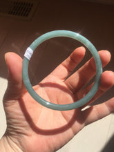 Load image into Gallery viewer, 63.6mm Certified Type A 100% Natural deep sea dark green/blue/gray slim round cut Guatemala Jadeite bangle PB5-7036
