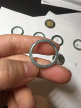 Load image into Gallery viewer, 17.1mm 6 3/4 100% natural type A icy watery green/blue icy watery Guatemala jadeite jade band ring group BP80
