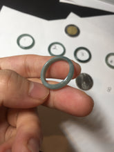 Load image into Gallery viewer, 17.1mm 6 3/4 100% natural type A icy watery green/blue icy watery Guatemala jadeite jade band ring group BP80
