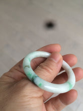Load image into Gallery viewer, 35-38mm Type A 100% Natural sunny green/white Jadeite Jade kids bangle /scarf button group BF100
