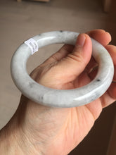 Load image into Gallery viewer, 56.4mm certified 100% natural Type A white black gray chubby round cut jadeite jade bangle PE1-5840
