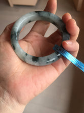 Load image into Gallery viewer, 54mm Certified Type A 100% Natural icy watery dark green/white//black Jadeite Jade bangle BM7-8579
