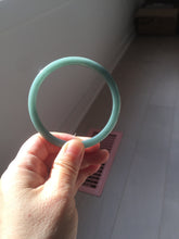 Load image into Gallery viewer, 61mm Certified Type A 100% Natural Light Blue Green Gray Ru Kiln Sky Celadon Blue (汝窑天青蓝) Guatemala Jadeite Jade Slim Round Bangle AZ166-0274
