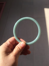 Load image into Gallery viewer, 61mm Certified Type A 100% Natural Light Blue Green Gray Ru Kiln Sky Celadon Blue (汝窑天青蓝) Guatemala Jadeite Jade Slim Round Bangle AZ166-0274
