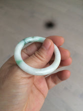 Load image into Gallery viewer, 35-38mm Type A 100% Natural sunny green/white Jadeite Jade kids bangle /scarf button group BF100
