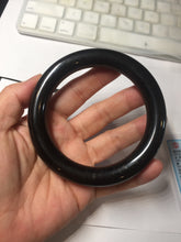 Load image into Gallery viewer, 62mm certified 100% Natural black meteorite chubby round cut nephrite(墨玉 MoYu) bangleHN164-6427 Add on item
