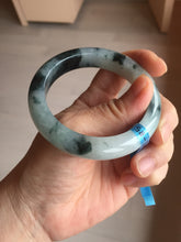 Load image into Gallery viewer, 54mm Certified Type A 100% Natural icy watery dark green/white//black Jadeite Jade bangle BM7-8579
