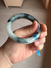Load image into Gallery viewer, 54mm Certified Type A 100% Natural icy watery dark green/white//black Jadeite Jade bangle BM7-8579
